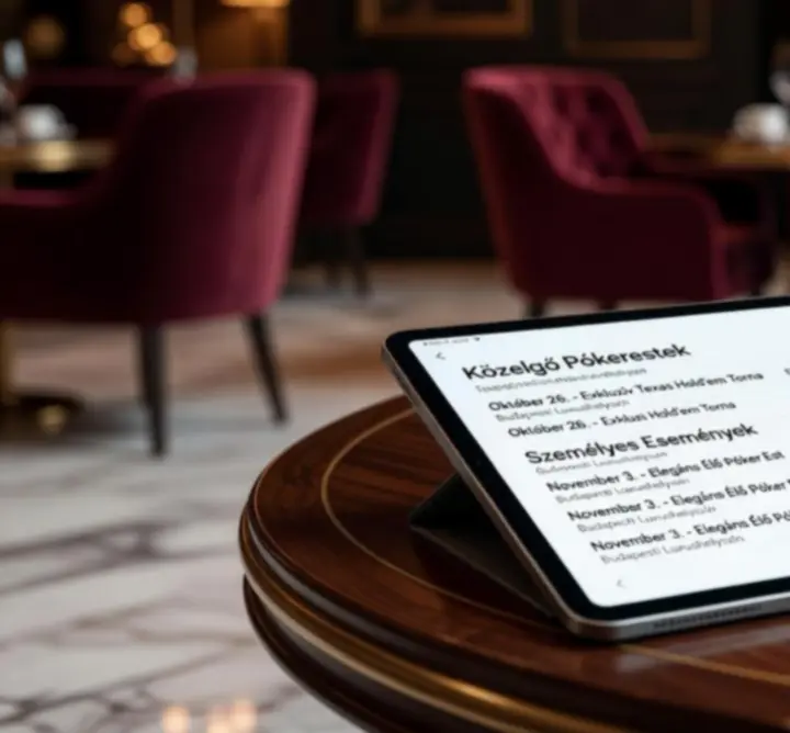Eseménynaptár tablet kijelzőn, amelyen a Net Elmeny offline poker programjai láthatók.